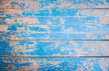 Fototapeta na wymiar Old vintage blue painted wooden planks. Rustic background texture.