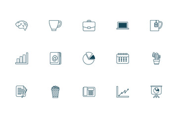 Office and business line style icon set vector design