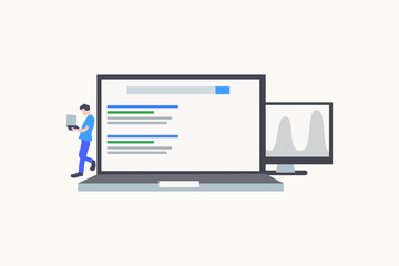 Search engine ranking - Search engine analytics illustration concept for web landing page template, banner, flyer and presentation