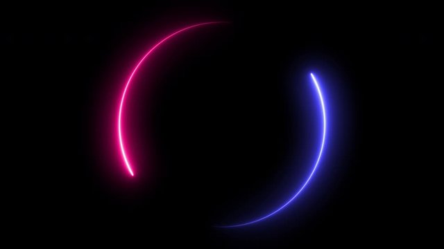 Empty frame electric power round border glowing, burning flame sign. Blank circle wheel fire symmetry motion with electric power around frame lights. The best stock of animation pink, purple electric
