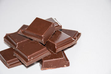 Chocolate on a white background side view