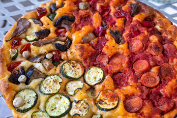 Homemade Pizza. A wonderful mix of flavors and colors. A feast for the eyes and palate