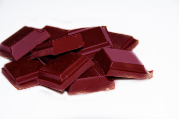 Chocolate on a white background side view