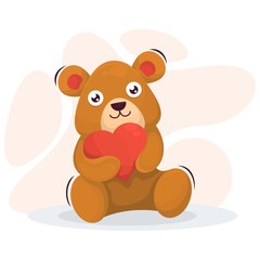 cute bear with love mascot cartoon vector
