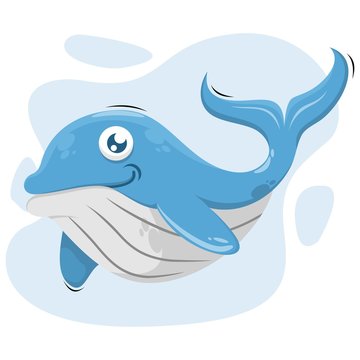 cute whale mascot cartoon vector
