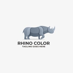 Vector Logo Illustration Rhino Elegant Gradient Colorful Style