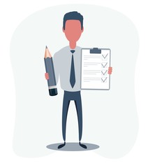 Businessman or clerk. Male character in trendy simple style, flat vector illustration. Business concept.