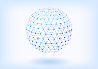 Fototapeta na wymiar 青色のデジタルネットワーク球体イメージ