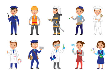 Kids in various professions set.