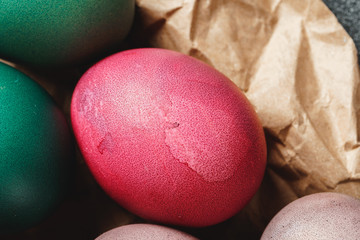 Easter eggs on a dark background