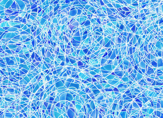 many tangled lines on blue backgrounds