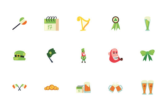 Isolated saint patrcks day fill style icon set vector design