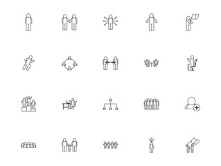 Isolated avatars line style icon set vector design