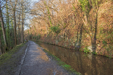 View of a British canal in rural setting