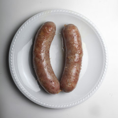 Slovenian baked sausage on a plate