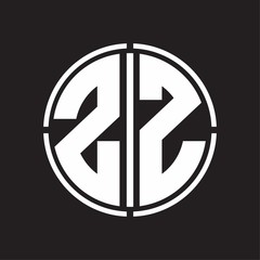 ZZ Logo initial with circle line cut design template