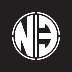 NE Logo initial with circle line cut design template