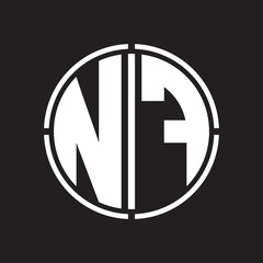 NF Logo initial with circle line cut design template