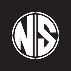 NS Logo initial with circle line cut design template
