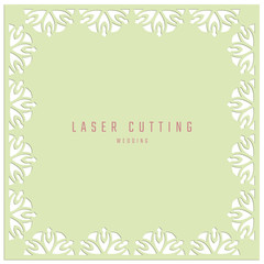 Laser cutting wedding card. Vector mandala design. Simple vintage border.