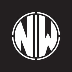 NW Logo initial with circle line cut design template