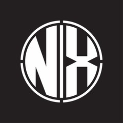 NX Logo initial with circle line cut design template