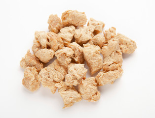 Heap of soy meat isolated on white background
