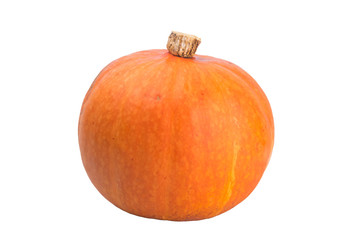 round ripe orange pumpkin isolated on a white background