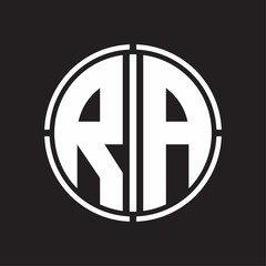 RA Logo initial with circle line cut design template