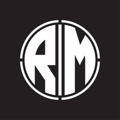 RM Logo initial with circle line cut design template
