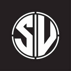 SV Logo initial with circle line cut design template
