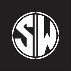 SW Logo initial with circle line cut design template
