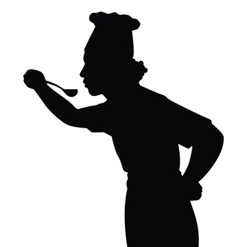 Male chef is cooking silhouette vector