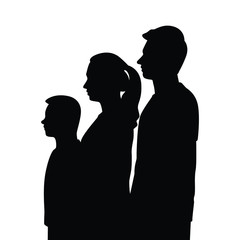 A family with dad mom and son silhouette vector