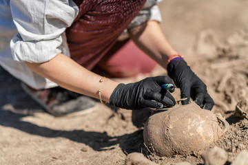 Archaeological Excavations of an Ancient Human Skeleton