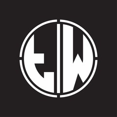 TW Logo initial with circle line cut design template