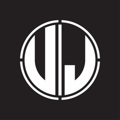 UJ Logo initial with circle line cut design template