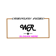  Initial WR logo handwriting vector template