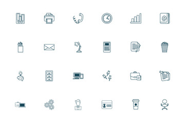 Office and business line style icon set vector design
