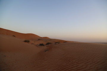 The colors of the sunset in the Wahiba desert