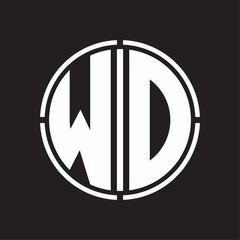 WD Logo initial with circle line cut design template