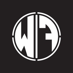 WF Logo initial with circle line cut design template