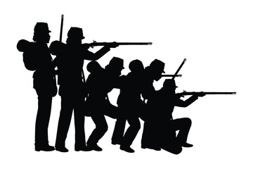 Civil war soldier troop silhouette vector