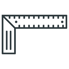 Angle ruler, square ruler line icon on white background