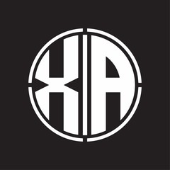 XA Logo initial with circle line cut design template