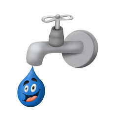 water tap with a drop of water on a white background, illustration