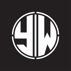 YW Logo initial with circle line cut design template