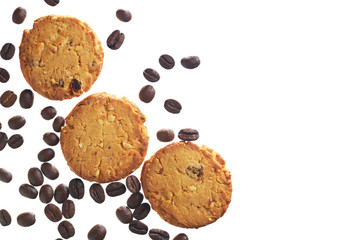 Fototapeta na wymiar Cookies with nuts and coffee