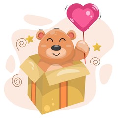 cute bear with love mascot cartoon vector