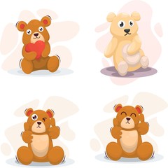 cute bear mascot cartoon vector collection